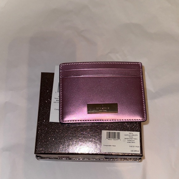 Kate Spade Metallic Quartz Pink Card Holder - Picture 8 of 10